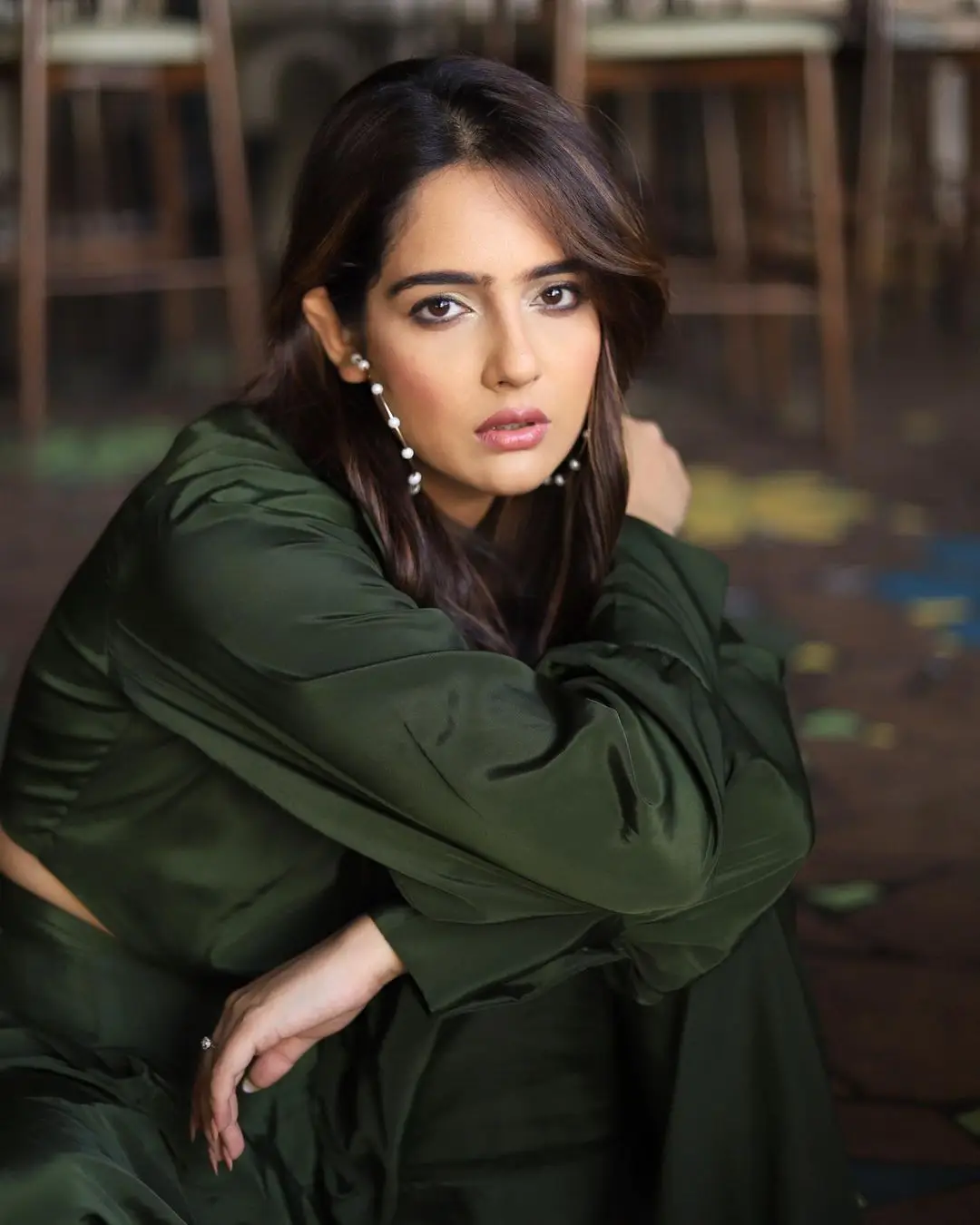 Malvi Malhotra Photoshoot In Green Gown